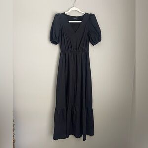 Express Small Black Puffer Sleeve V-Neck Dress